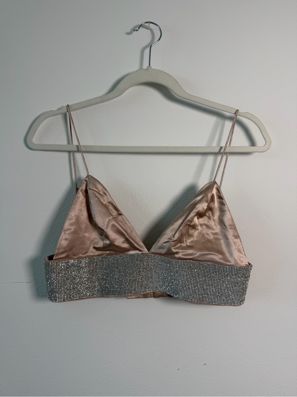 Meshki Satin Bralette with Rhinestone Band - Blush
